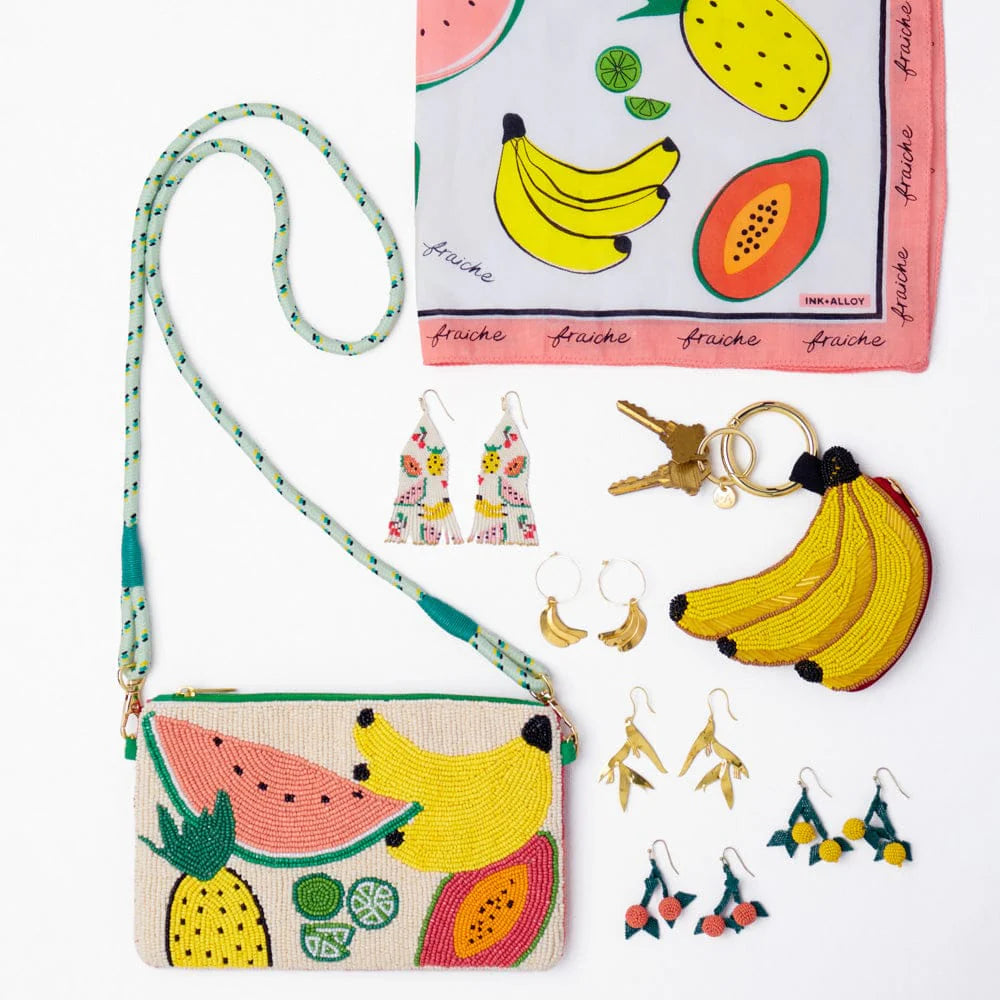 Mary banana beaded coin purse yellow