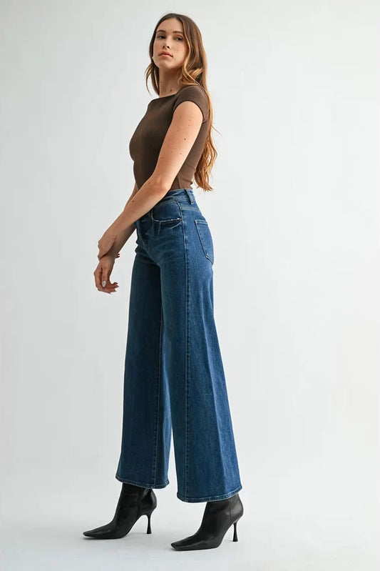 Super Wide Leg Jeans with Twisted Side Seam