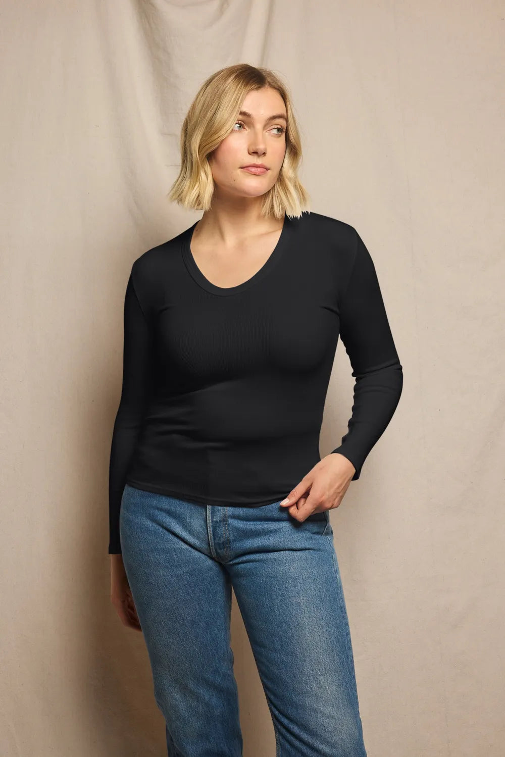 Robyn Luxe Rib Long Sleeve U-Neck