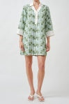 Flower Embroidered Stripe Mini Tunic Dress