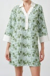 Flower Embroidered Stripe Mini Tunic Dress