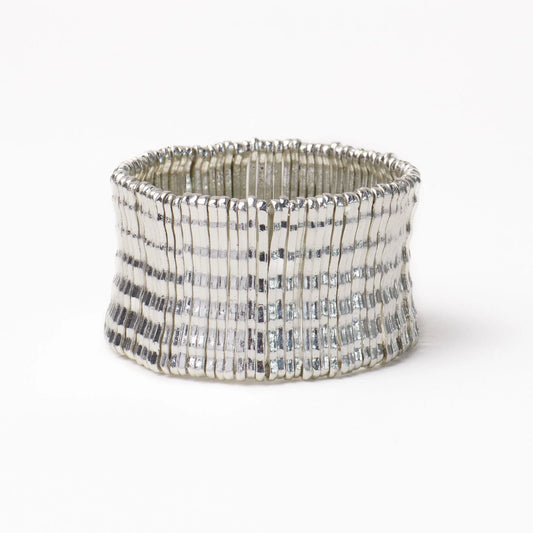 Winnie wide brass stretch bracelet – Silver
